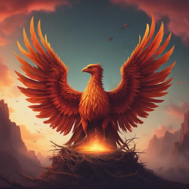 Phoenix emerging from a nest, illustrating private to public share issuance