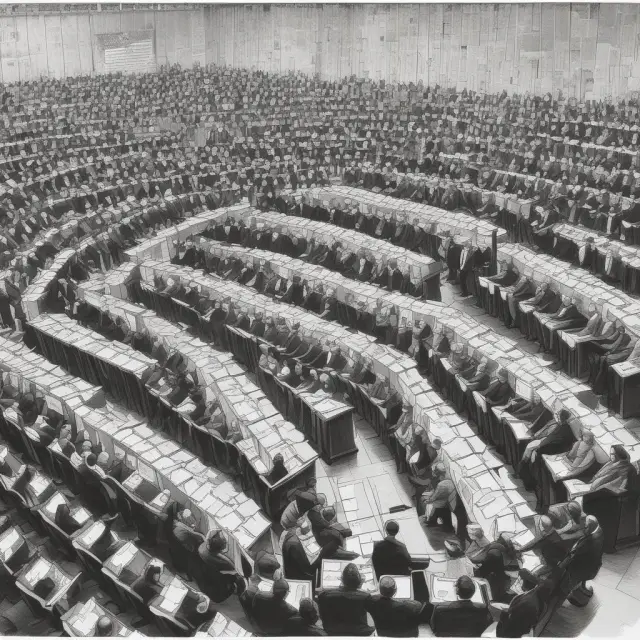 Image of a dynamic assembly of hands representing shareholders, with waves of question marks flowing in and answers forming as the tableau unfolds