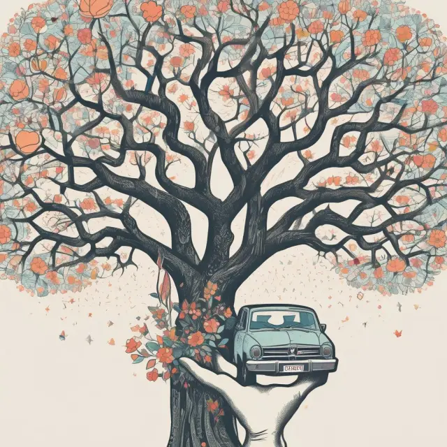 An image of hands symbolizing sharing coming together to form a tree with blooming flowers, signifying cost savings and efficient resource utilization in the Sharing Economy