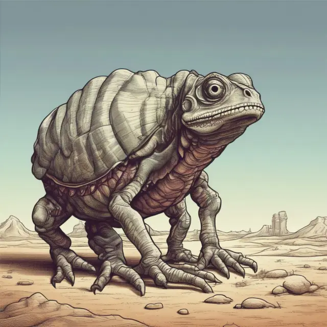 A chameleon shedding its skin, symbolizing a shell corporation changing for legal purposes. Ethical due diligence uncovers the true essence beneath.