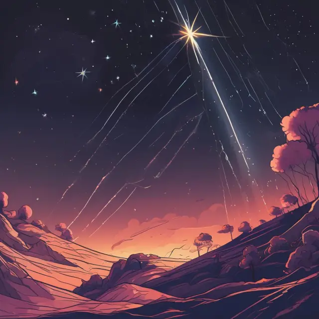 A shooting star shines above candlestick charts, symbolizing potential price reversals for traders