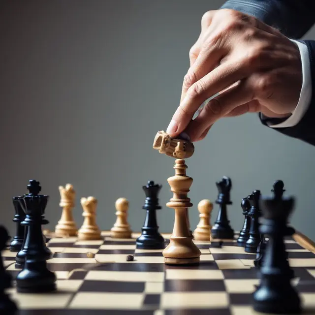 An institutional investor, represented as a king on a chessboard, considers the benefits and risks of a short put strategy while opponents symbolize potential market movements.