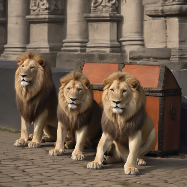 Institutional investors, represented as lions, safeguarding a treasure chest containing short put contracts