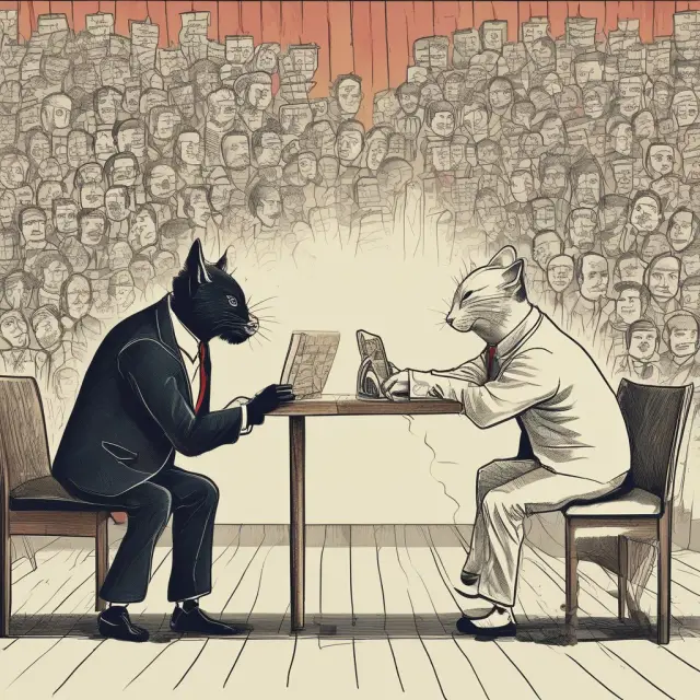 Short sellers (mice) scramble to cover positions as long investors (cats) push up stock prices during a short squeeze event