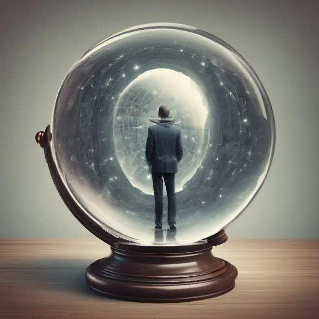 Institutional investor examines short interest data to predict market trends in a crystal ball