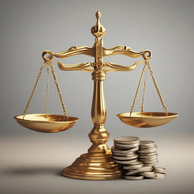 A golden scale with accounts payable (AP) and current liabilities balanced, symbolizing a company