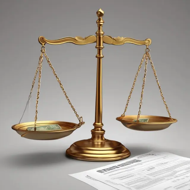 A balance scale depicts income taxes payable (tax returns) balanced against short-term liquidity (coins).