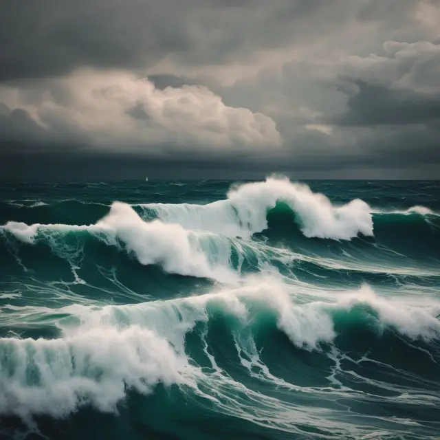 Metaphorical image of shutdown point as the calm center of a stormy sea, symbolizing a business