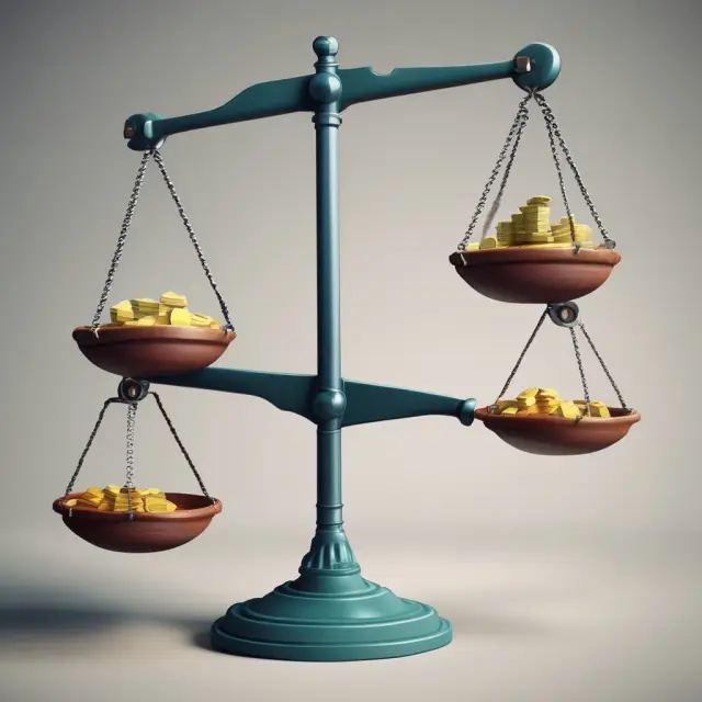 A seesaw with fixed costs represented by anchored weights, and variable costs as changeable weights