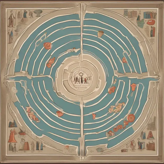 A maze with shareholders (a king), creditors (a lender), employees (workers), and consumers (a family) exploring the potential consequences of a business shutdown.