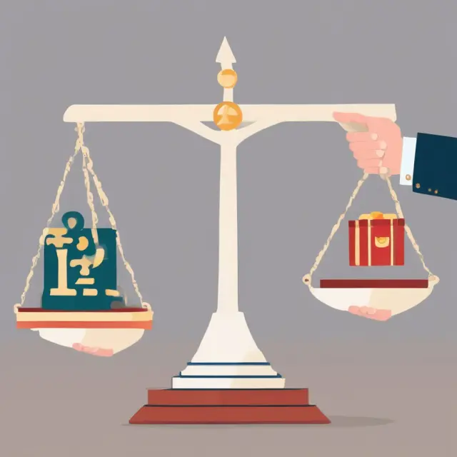 Scale with one hand balancing a loan book symbolizing signature loans and a rotating credit card representing revolving credit
