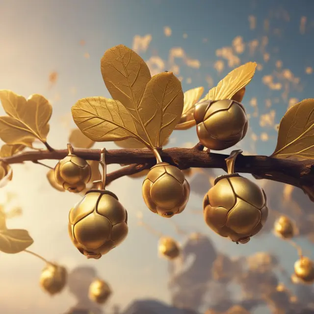 Golden acorns blooming into digital trees representing successful SAFT fundraising for blockchain projects