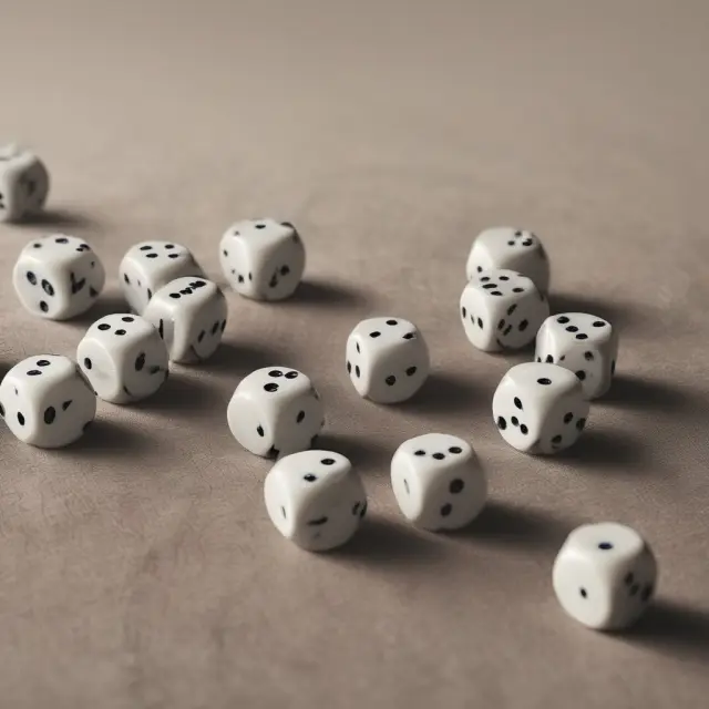 Rolling dice represent sample size determination for a statistical study on a table, conveying the concept of calculating an appropriate sample size in statistics.