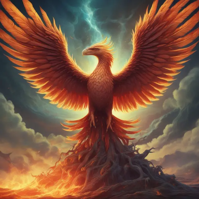 A phoenix rising from financial charts represents callable bonds with sinking funds, offering lower default risk, potential higher returns, and improved liquidity.