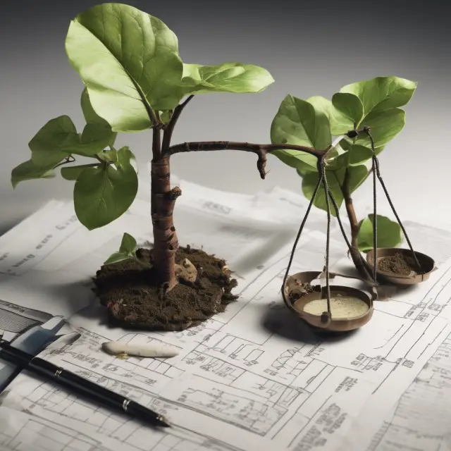 A balance sheet featuring a garden blooming from a sinking fund