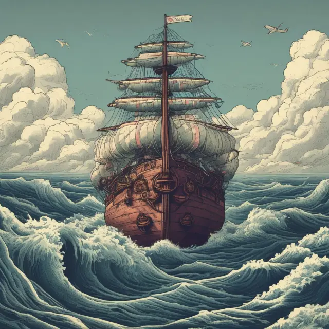 Ship in a tranquil sea with sinking fund as an anchor, representing secured bonds and lower risk.