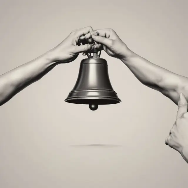 Two hands illustrating a right-skewed bell curve: one hand representing the median, and the other the mean