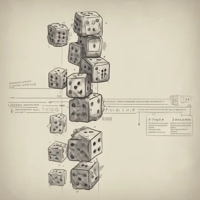 A set of biased dice representing skewness on a human lifespan timeline, emphasizing its presence and significance.