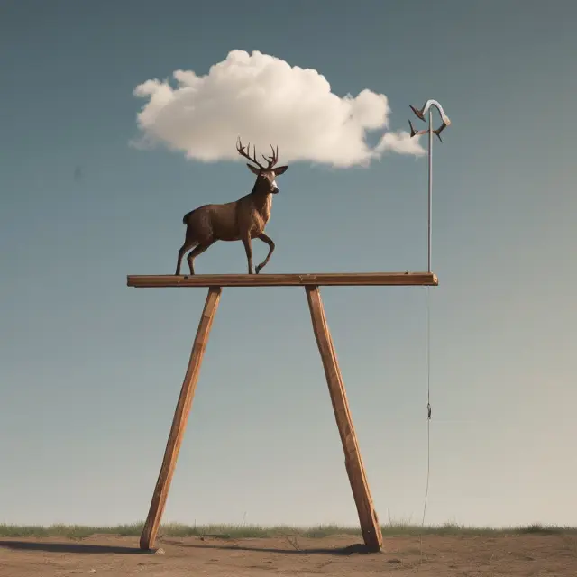 An image of a lone star precariously placed atop a seesaw, symbolizing Texas