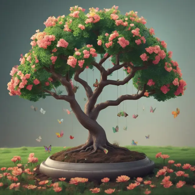 A vibrant garden filled with diverse flowers representing various smart beta ETF strategies, blending passive indexing and active management.