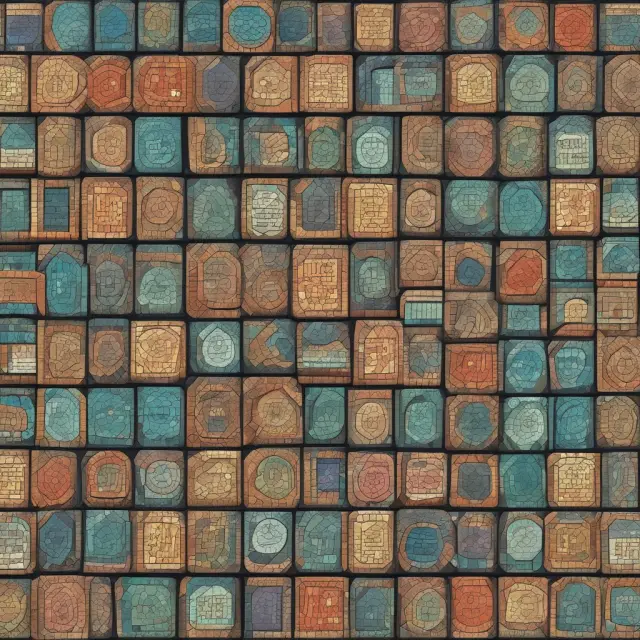 A colorful mosaic of financial elements, representing Modern Portfolio Theory (MPT), where smart beta tiles stand out for their enhanced risk-return characteristics.