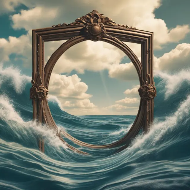 A mirror reflecting securities as pearls bobbing on the Security Market Line, illustrating identification of undervalued investments