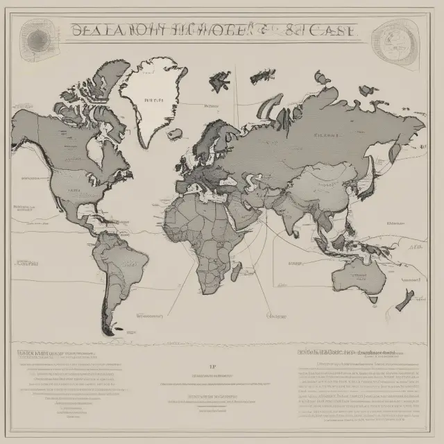 An intricate world map featuring interlocking tariffs dividing nations, illustrating Smoot-Hawley