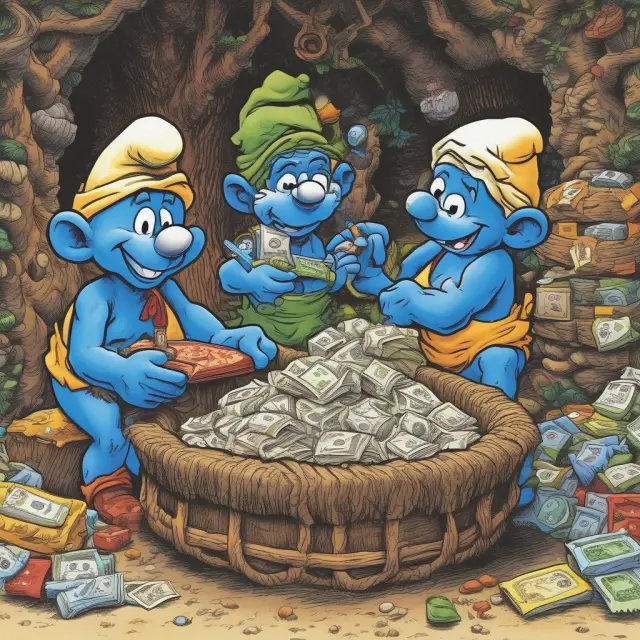 Smurfs artfully hiding funds by interweaving multiple layers of intricate transactions.