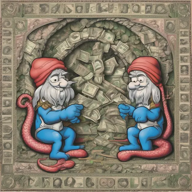 Two entwined serpents symbolizing cuckoo smurfing, representing the process of splitting transactions to avoid reporting thresholds