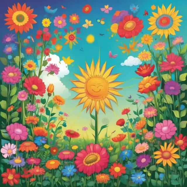 A garden blooming with flowers representing income, education, occupation, family size, environmental factors, and self-perception.