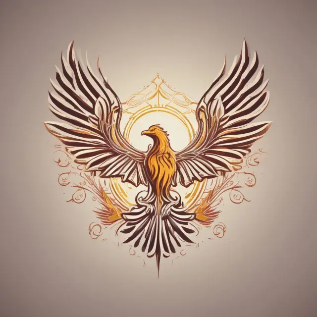 Phoenix soaring above symbols of business and society, signifying a profitable social enterprise that uplifts communities