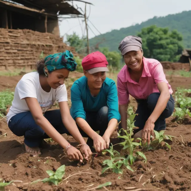 A social enterprise blooming with a diverse workforce, symbolizing the growth of opportunities for individuals from disadvantaged backgrounds