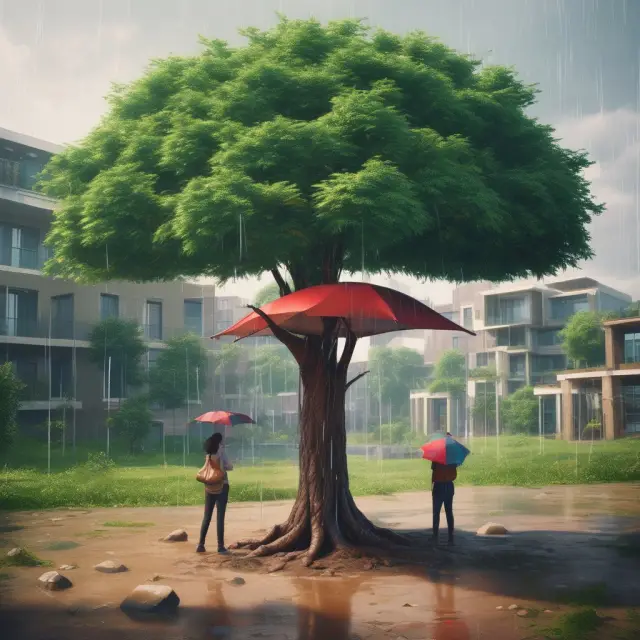Visualizing social entrepreneurship: A tree with branches of diverse people, growing through problem solving and thriving under prototype development