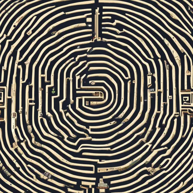 Business navigating a labyrinth of social media platforms while managing privacy settings, adapting to algorithm updates, addressing negative feedback, and staying ahead of competitors.