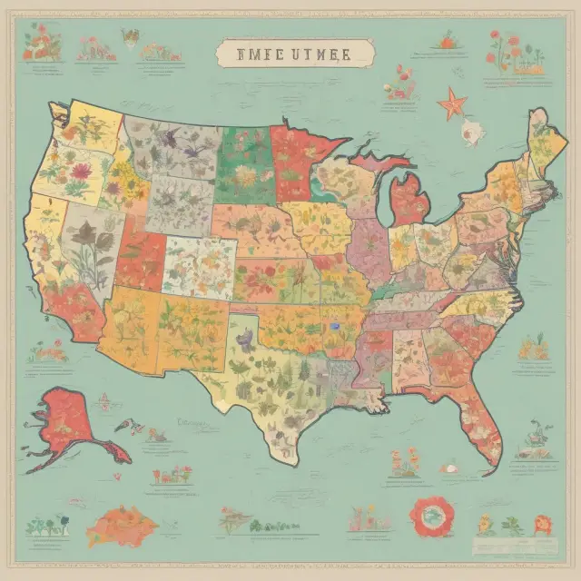 Map showing states with distinct flower symbols for their varying social welfare programs and benefits