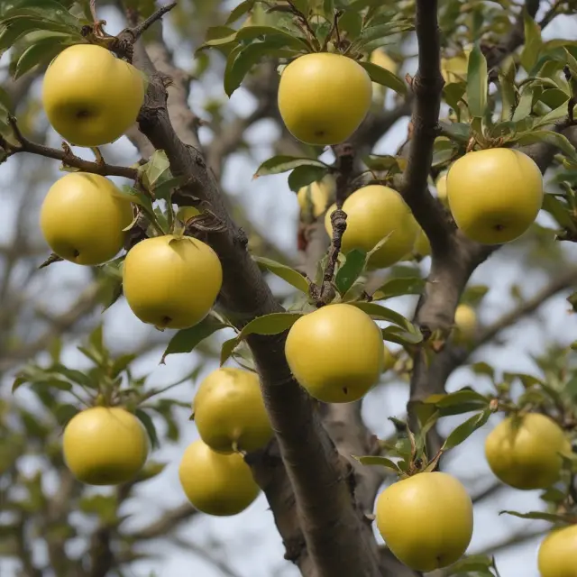 A golden apple tree laden with ripe fruit, representing various successful sociétés anonymes