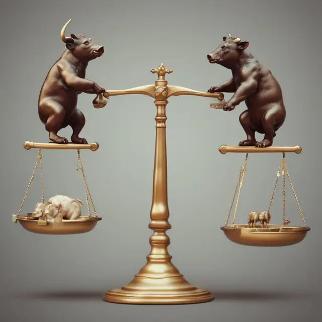 A balanced scale with a software bull and bear representing various SaaS pricing models, including tier-level pricing per person or group.
