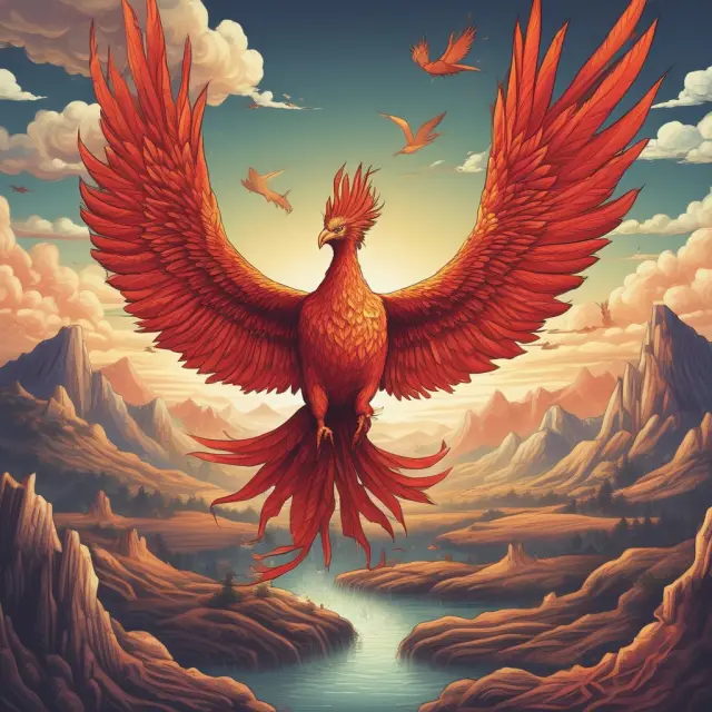 An image of a phoenix emerging from a pile of debt symbols while hovering above interest coverage ratio charts, emphasizing the significance of ICR in financial stability