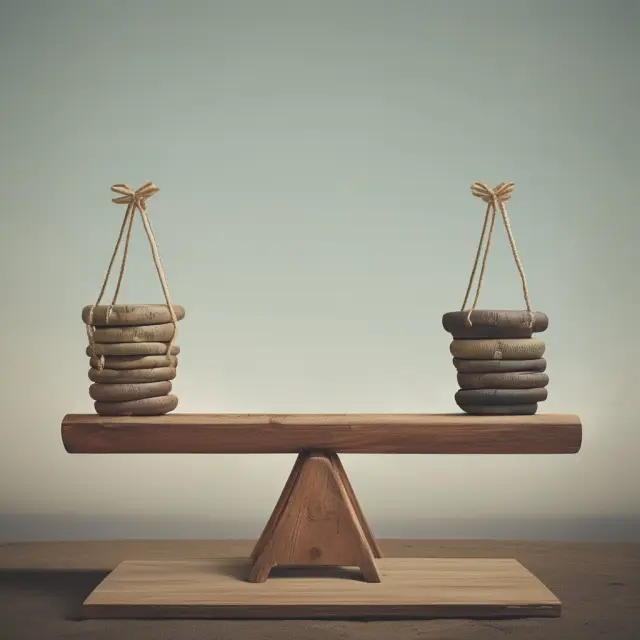 An image of a seesaw with one side representing positive returns and the other side representing negative volatility, illustrating the concept of the Sortino ratio in investment analysis.