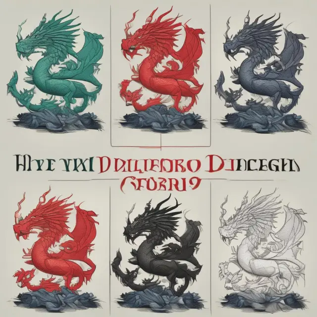 Metaphorical depiction of five powerful dragons symbolizing the world