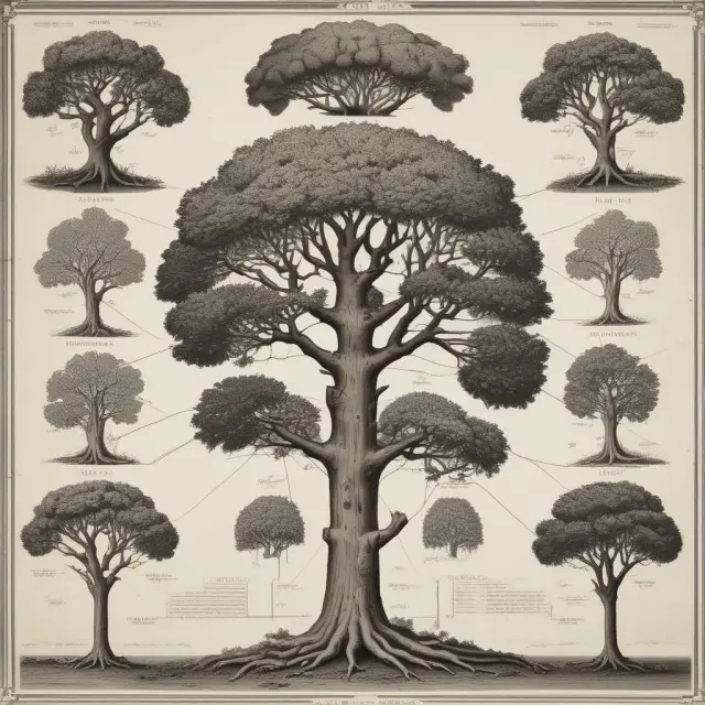 Image of ancient trees representing S&P 500 Dividend Aristocrats, their roots symbolizing sectors and growth.
