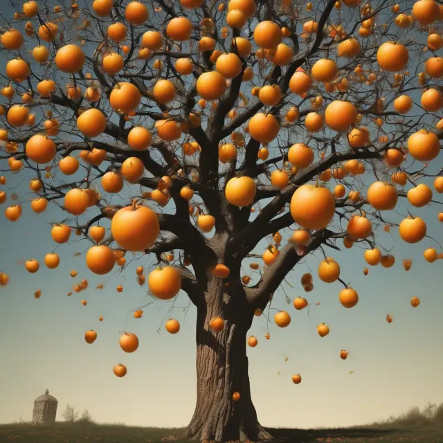 A golden apple tree with oranges producing the top performing companies from the industrials and consumer staples sectors of the S&P 500 Dividend Aristocrats Index