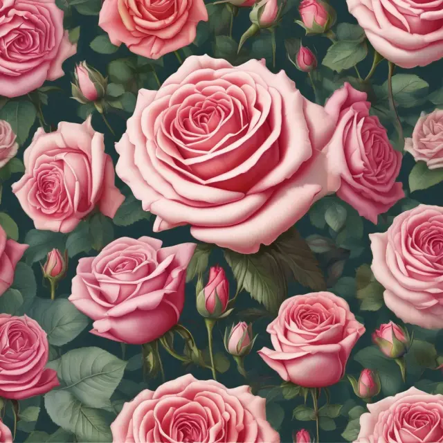 A lush garden filled with eternal, blooming roses representing the S&P 500 Dividend Aristocrats amidst dynamic financial markets