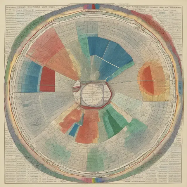 A colorful kaleidoscope reflecting various economic indicators derived from the S&P 500, showcasing sector performance, P/E ratios, and quarterly earnings.