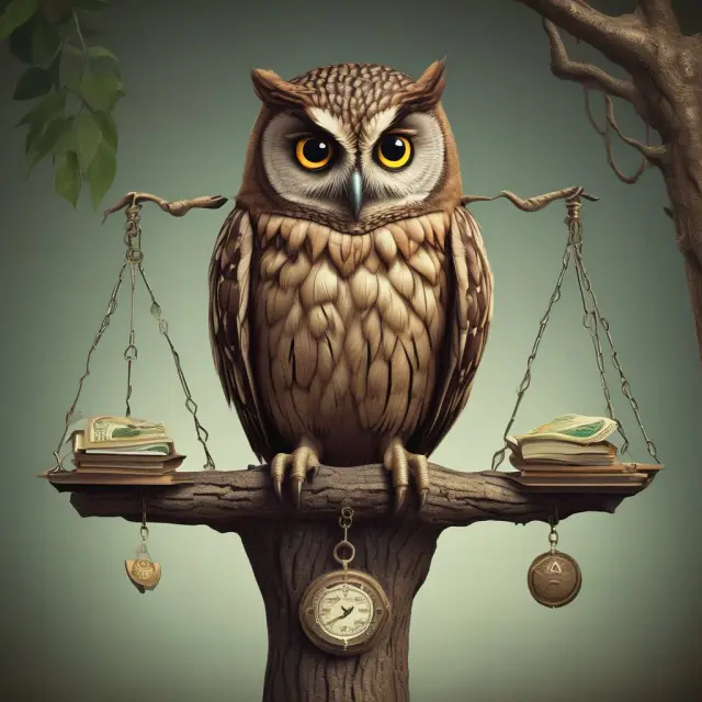 An owl on a ratings scale provides guidance to an investor, symbolizing S&P
