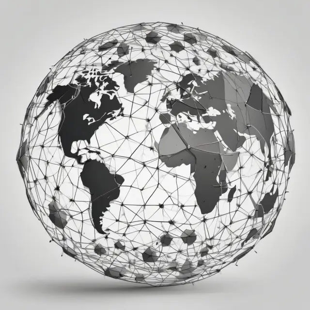 An interconnected globe featuring S&P logos, symbolizing the company