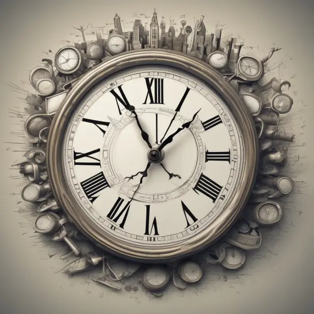 A clock displaying various SPAC elements such as IPO capital and trust account, counting down towards a successful acquisition.