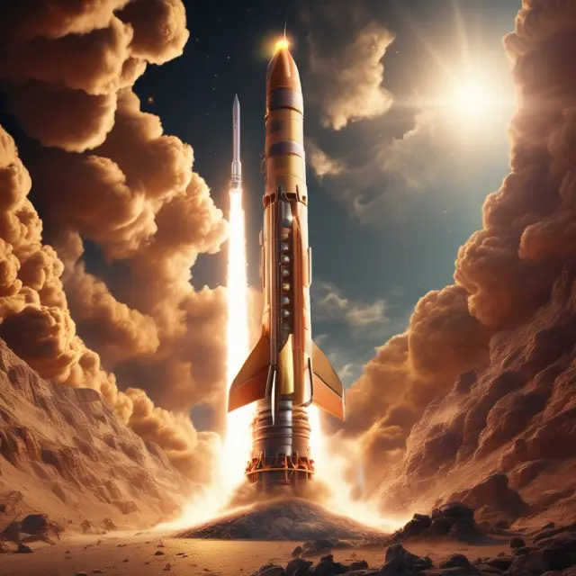 Golden SPAC vault releasing a rocket, representing successful SPAC deals