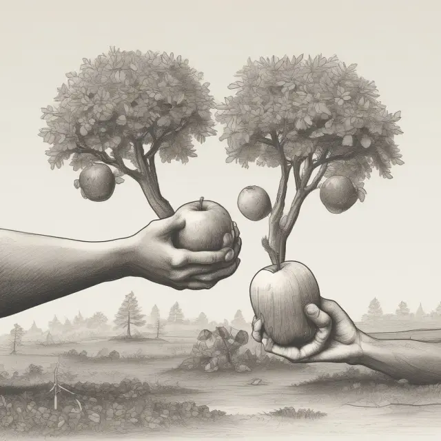 General Power of Attorney with a broad tree branch, symbolizing extensive authority. Special Power of Attorney with a single apple, representing limited authority.