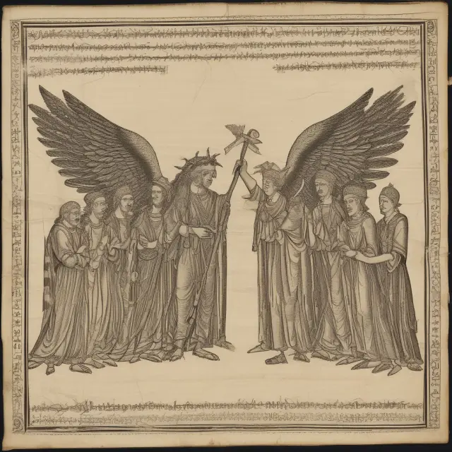 A pair of winged beings exchange a scroll symbolizing special power of attorney under the influence of changeful winds